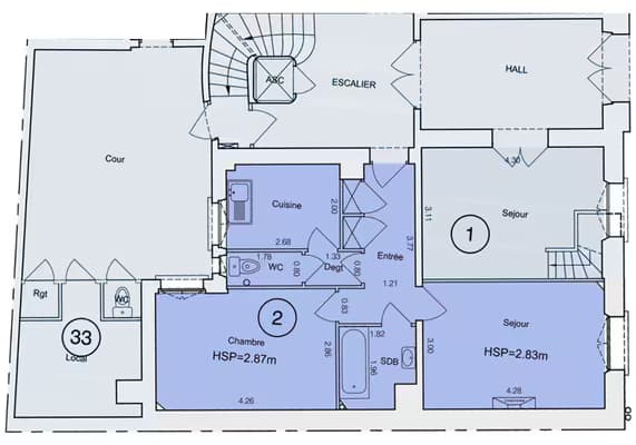 Cabinet professionnel ou habitation de 42m2 à 342000€ - paris 15ème porte de versailles